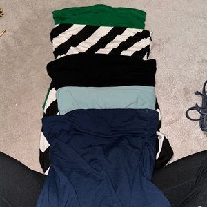 Arden B strapless tops, size small, green, black, navy, sea-foam, b/w stripe